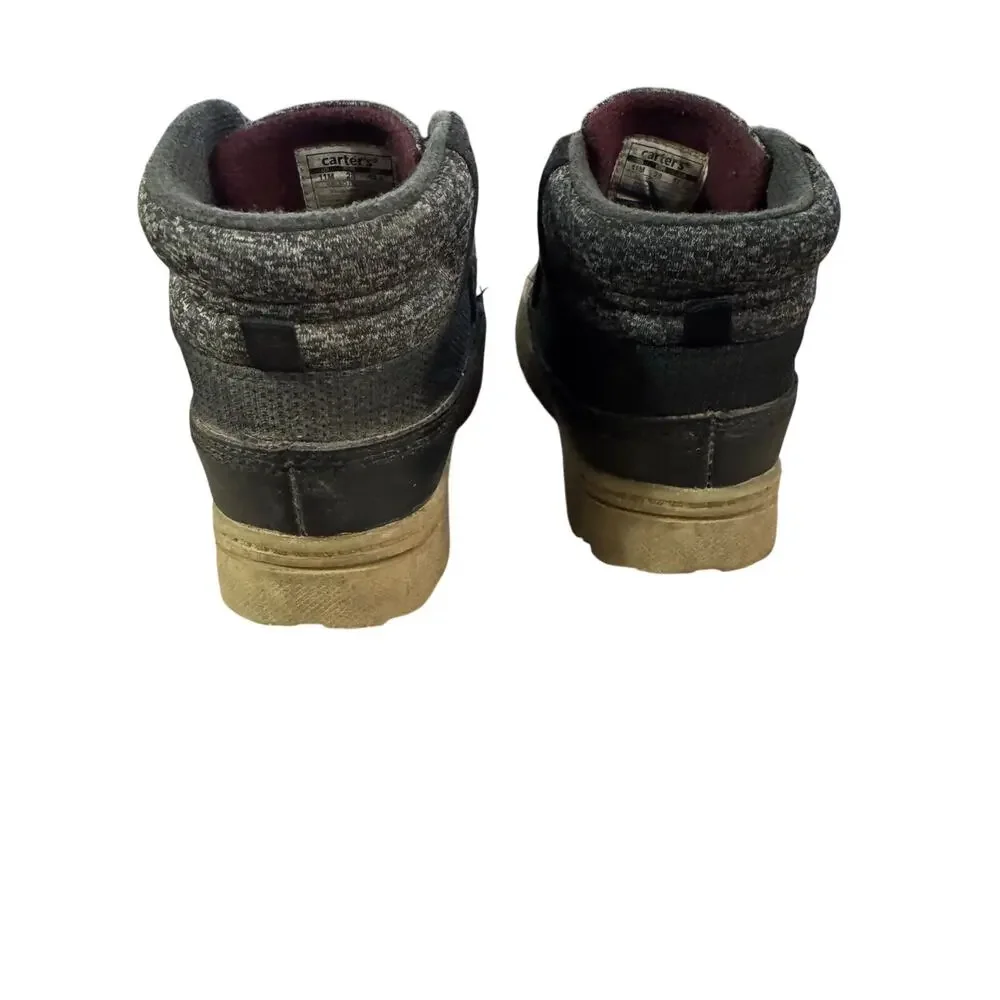 Carter’s Toddler Boys Black Ankle Boots Hook & Loop Velcro Size 11 Winter